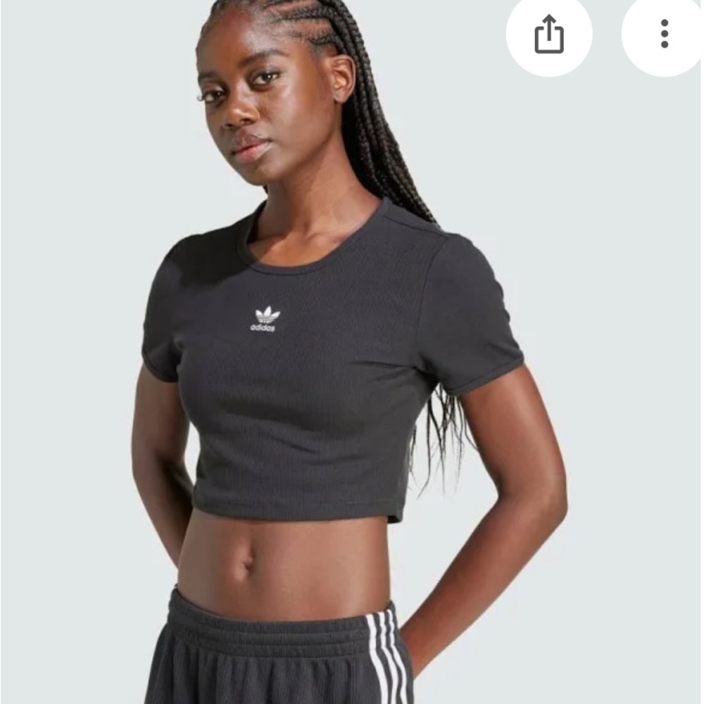 Adidas Cropped Ribbed Top - Picture 2 of 5